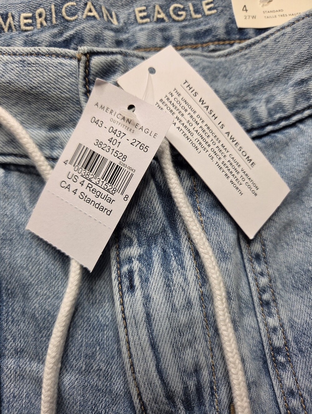 American Eagle NEW Jeans Jogger Ice Blue Size 4 27W Cargo - Picture 5 of 12